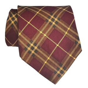 Vintage Joseph & Lyman All-Silk, Handmade Plaid Necktie - Brown Burgundy Tie